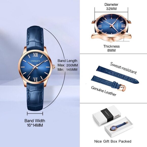 Women\'s Casual Leather Watch Water Resistant Elegant Minimalist Timepiece main image 8